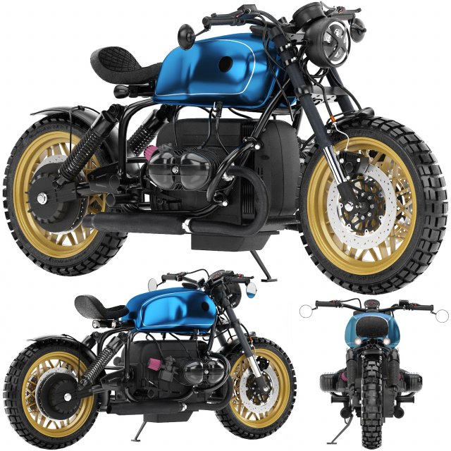 Blue motorcycle 3D Model .c4d .max .obj .3ds .fbx .stl .blend 
