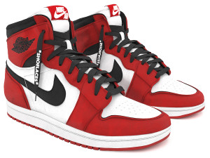 Red nike air jordan 1 retro Model 3D