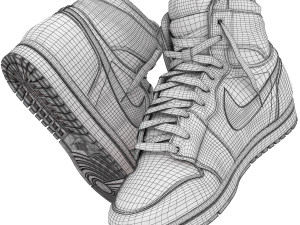 Red nike air jordan 1 retro Model 3D
