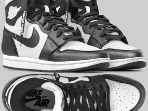 Black and white nike air jordan 1 retro Model 3D