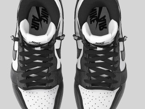 Black and white nike air jordan 1 retro Model 3D