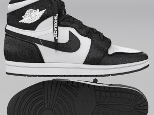 Black and white nike air jordan 1 retro Model 3D