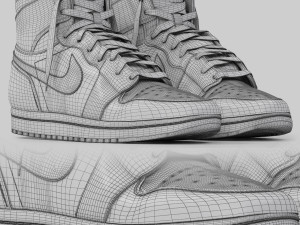 Black and white nike air jordan 1 retro Model 3D