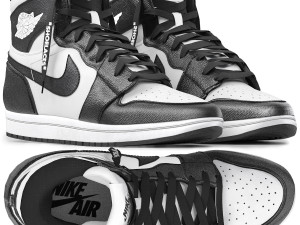 Black and white nike air jordan 1 retro Model 3D