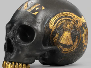 Black skull head 3D Model