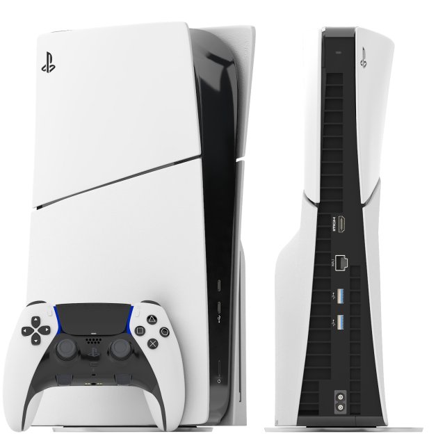 Sony playstation 5 slim with controller 3D Модель .c4d .max .obj .3ds .fbx .stl .blend 
