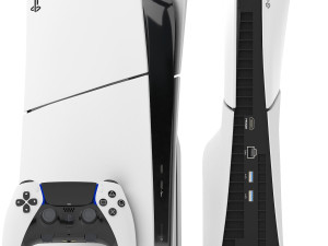 Sony playstation 5 slim with controller 3D मॉडल