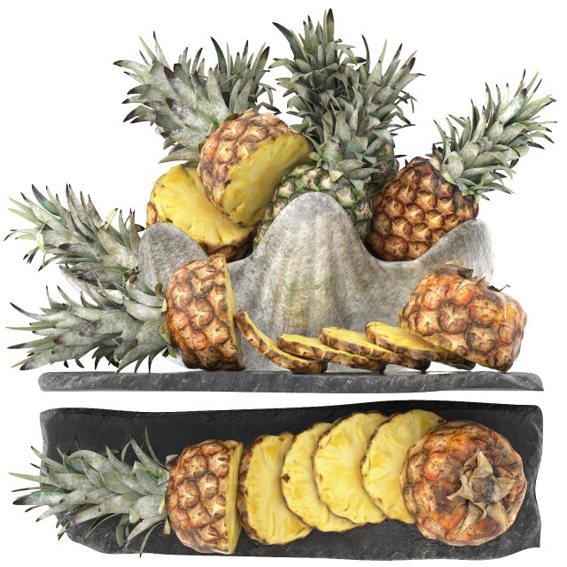 Giant clam shell bowl of pineapples Modello 3D .c4d .max .obj .3ds .fbx .stl .blend 