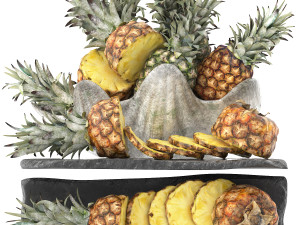 Giant clam shell bowl of pineapples 3D-Modell