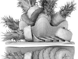 Giant clam shell bowl of pineapples 3D Model