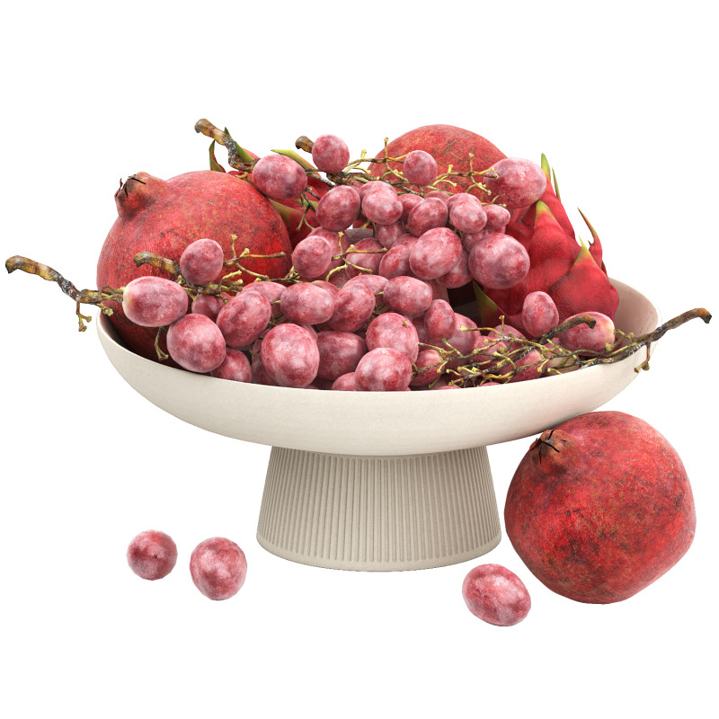 White bowl of fruits 3D Model .c4d .max .obj .3ds .fbx .stl .blend 