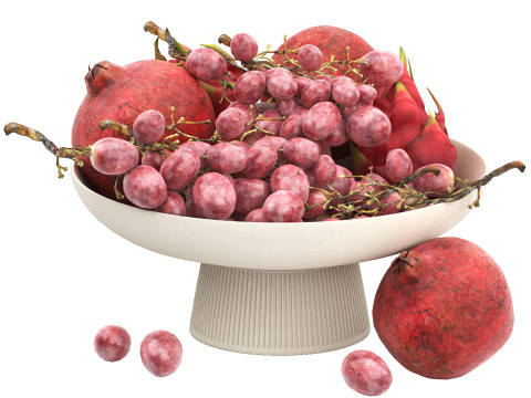 White bowl of fruits 3D-Modell