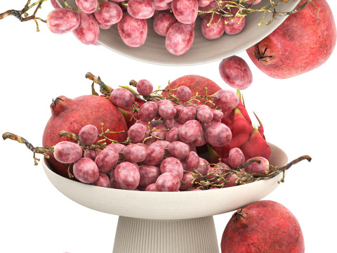 White bowl of fruits 3D Model