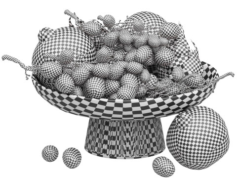 White bowl of fruits 3D Model