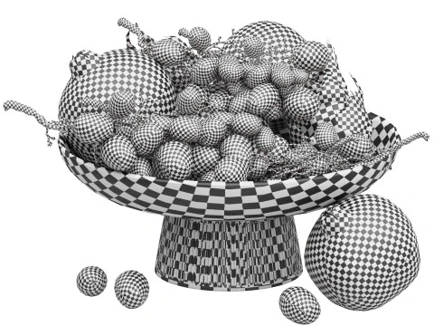 White bowl of fruits 3D Model