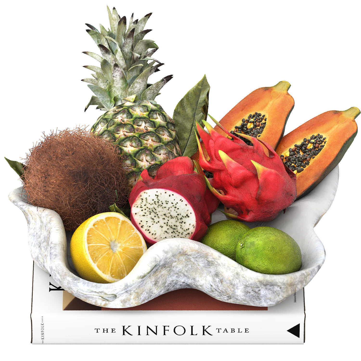 Bowl of tropical fruits 07 3D Model .c4d .max .obj .3ds .fbx .stl .blend 