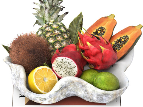 Bowl of tropical fruits 07 3D-Modell
