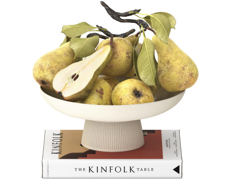 Bowl of pears fruit with kinfolk book 3D-Modell