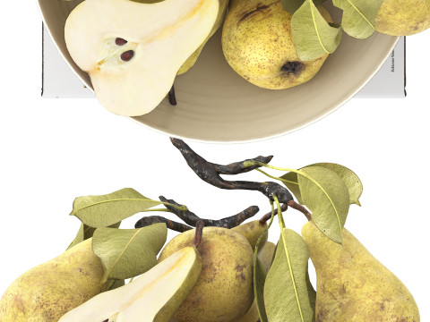 Bowl of pears fruit with kinfolk book Modelo 3D