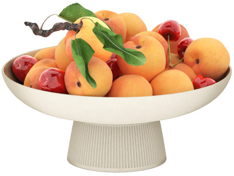 Bowl of apricots and cherries 3D-Modell