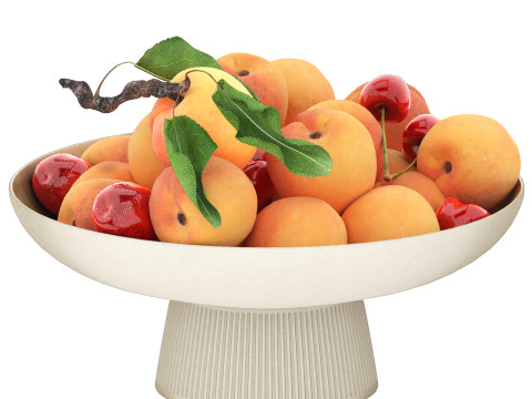 Bowl of apricots and cherries 3D 모델
