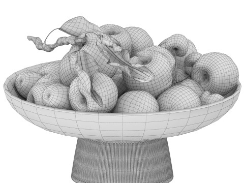 Bowl of apricots and cherries 3D 모델