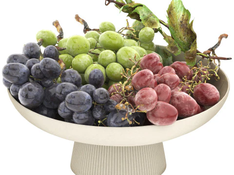 Bowl of grapes 3D Model