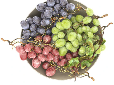Bowl of grapes 3D Model