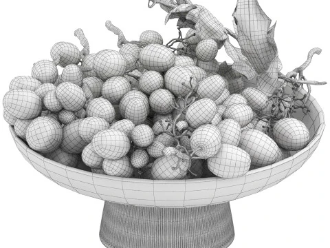 Bowl of grapes 3D Model