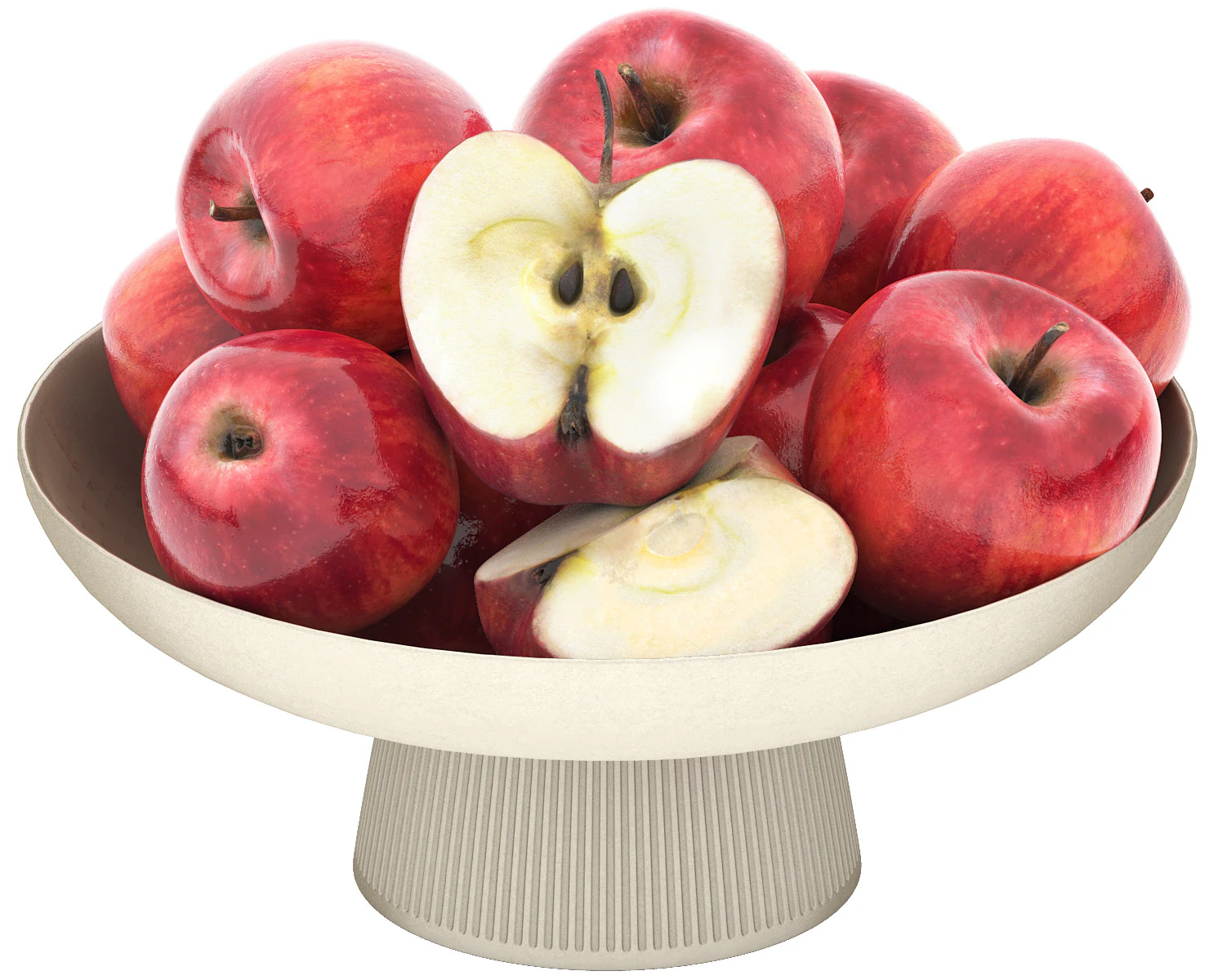 White bowl of apples 3D Model .c4d .max .obj .3ds .fbx .stl .blend 
