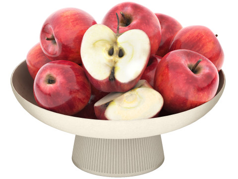 White bowl of apples 3D-Modell