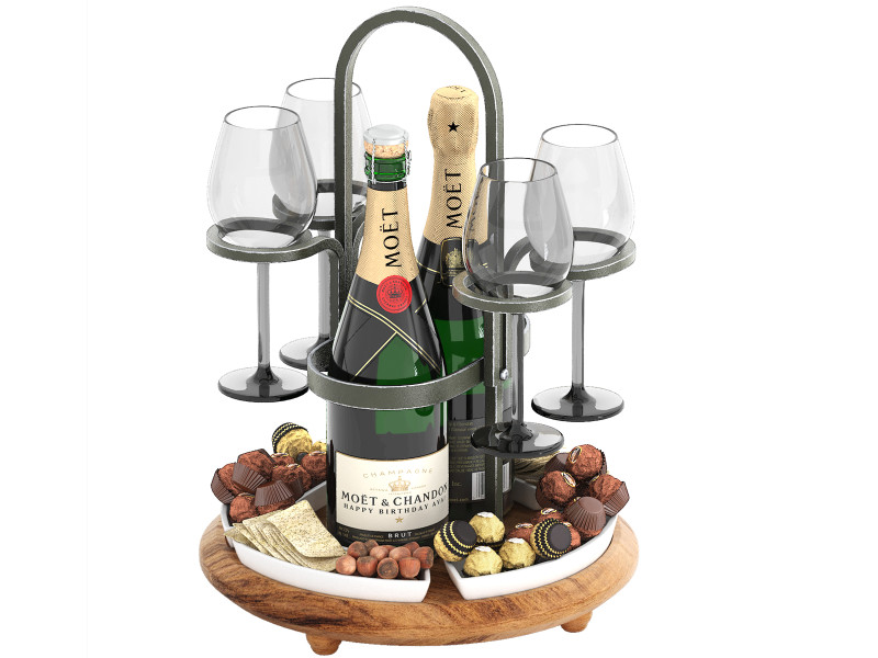 Weston wine charcuterie caddy two bottle Modelo 3D .c4d .max .obj .3ds .fbx .stl .blend 