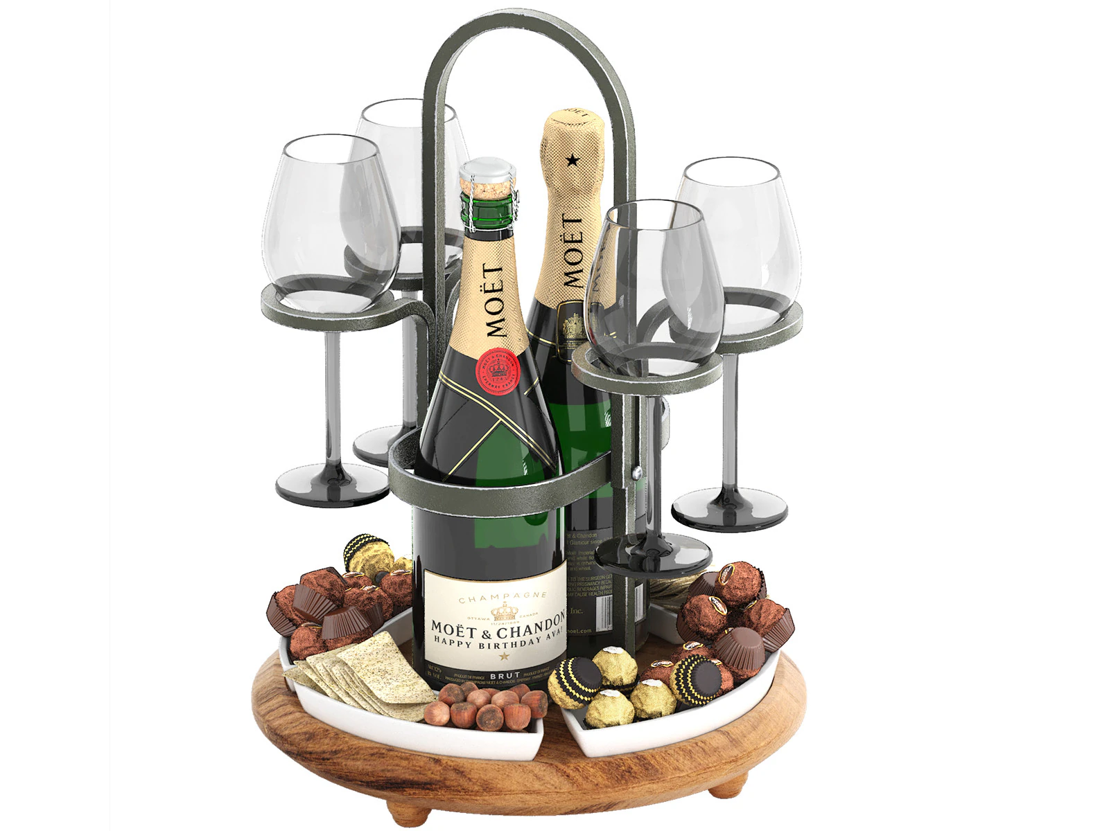 Weston wine charcuterie caddy two bottle 3D Model .c4d .max .obj .3ds .fbx .stl .blend 