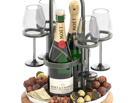 Weston wine charcuterie caddy two bottle 3D Model