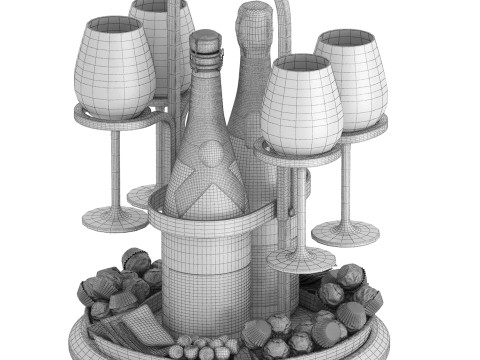 Weston wine charcuterie caddy two bottle Modelo 3D