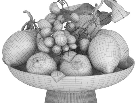 Bowl of lemons and grapes Modelo 3D