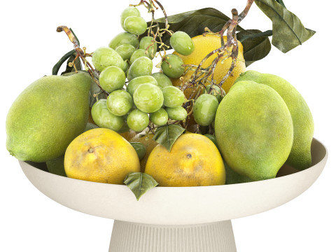 Bowl of lemons and grapes Modelo 3D