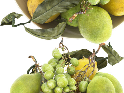 Bowl of lemons and grapes Modelo 3D