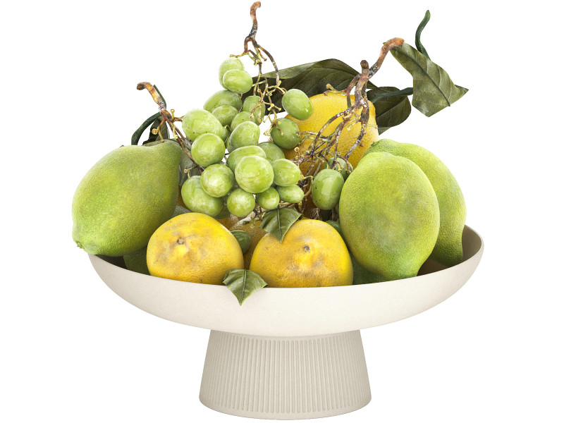 Bowl of lemons and grapes Modelo 3D .c4d .max .obj .3ds .fbx .stl .blend 