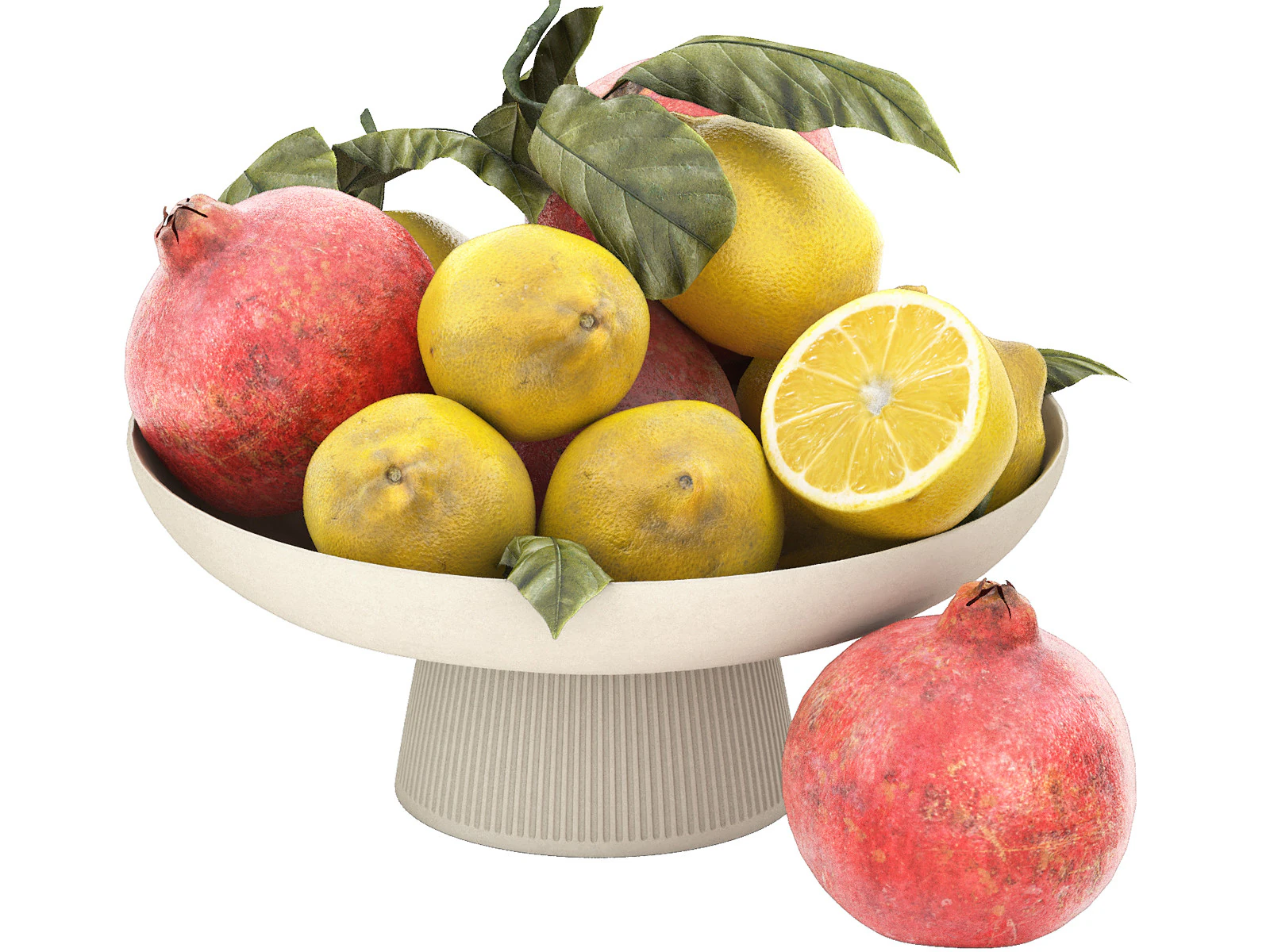 Bowl of limes and pomegranates 3D Model .c4d .max .obj .3ds .fbx .stl .blend 