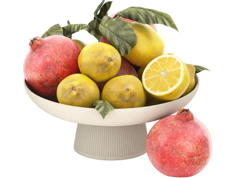 Bowl of limes and pomegranates 3D-Modell