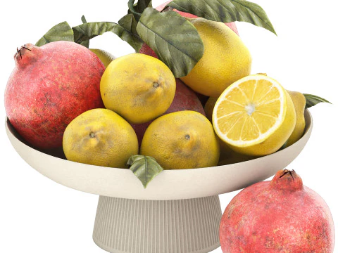 Bowl of limes and pomegranates 3D Model