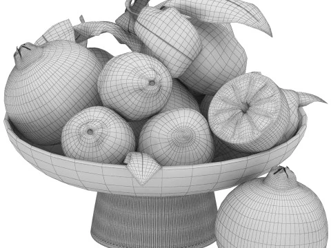 Bowl of limes and pomegranates 3D Model
