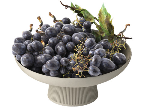 Bowl of black grapes fruit 3D-Modell