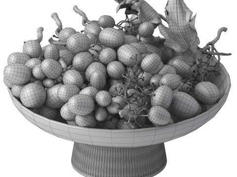 Bowl of black grapes fruit 3D 模型