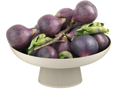 Bowl of black figs fruit 3D-Modell