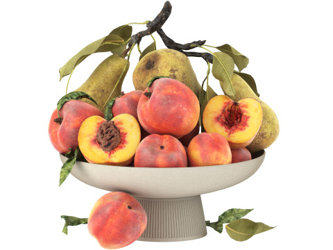 Bowl of peaches and pears 3D-Modell