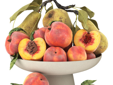 Bowl of peaches and pears 3D 模型