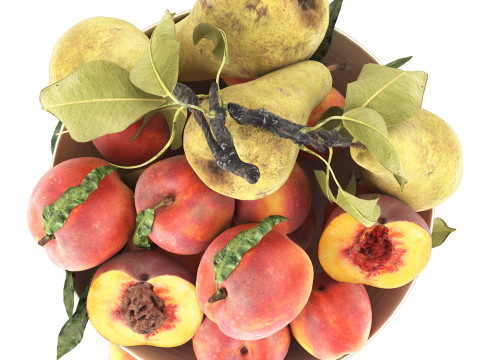 Bowl of peaches and pears 3D 模型