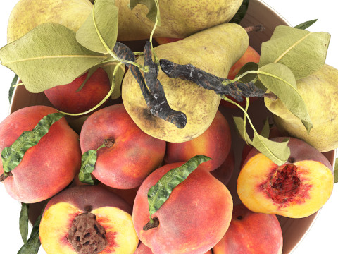 Bowl of peaches and pears 3D 模型